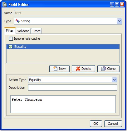 Image of the Fileter tab in the Field Editor window.