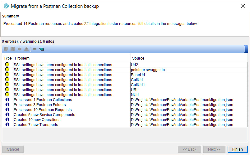 Image of the summary dialog box.