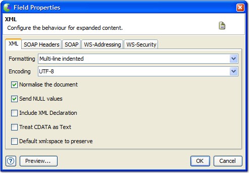 XML field properties