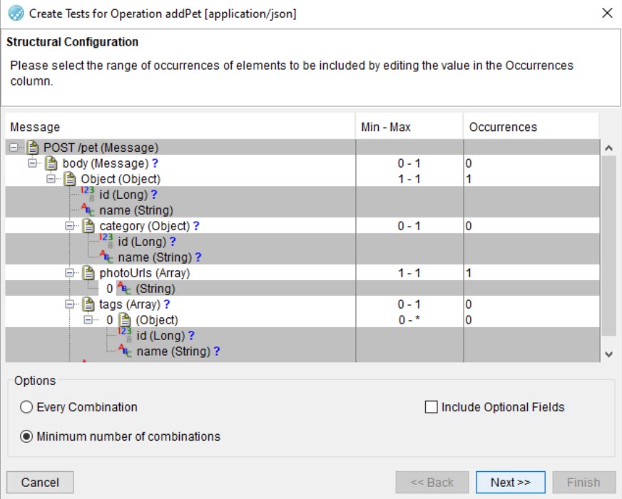 Image of the Structural Configuration dialog.