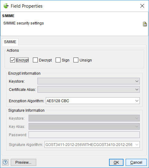 Image of the S/MIME security settings dialog.