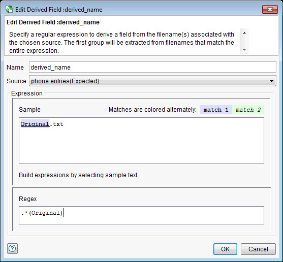 Derived fields dialog