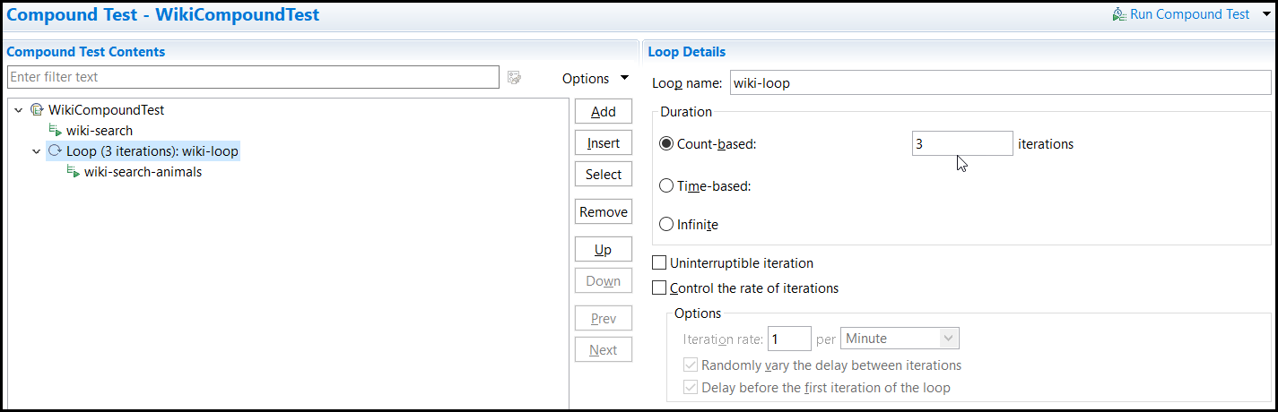 Image of the Loop details panel