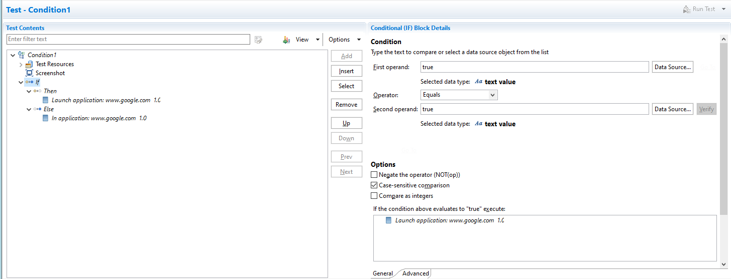 Test script with If-Else block