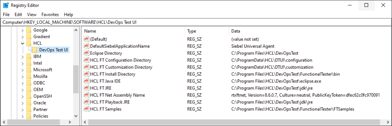 Registry entries