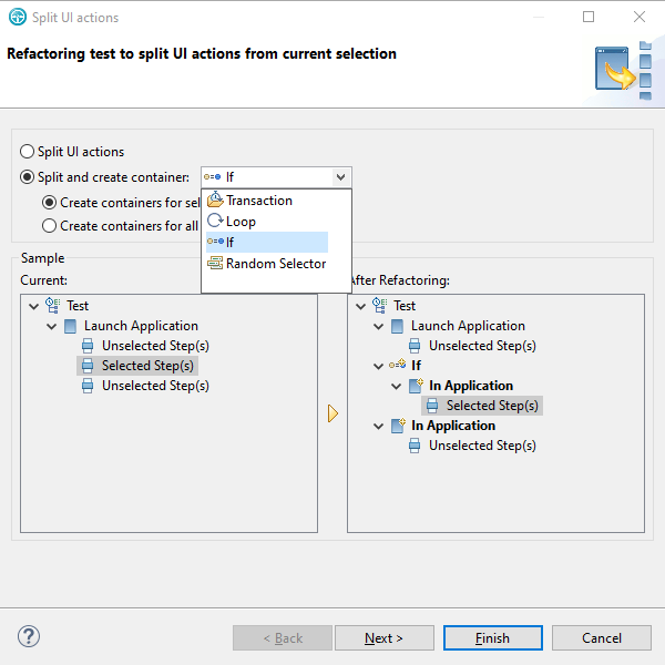 Split Mobile or Web UI actions