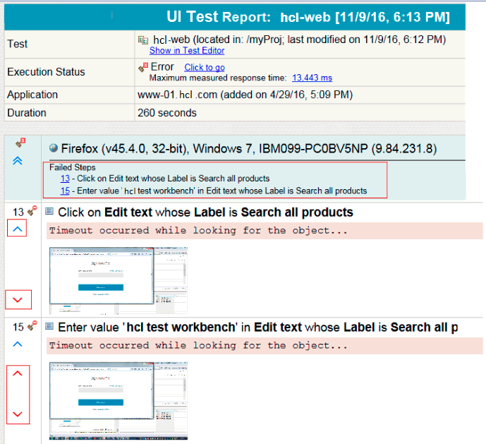 Web UI report