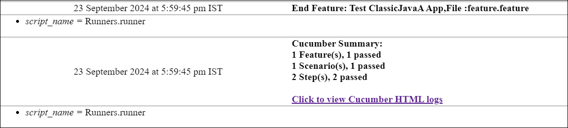 Link to HTML logs