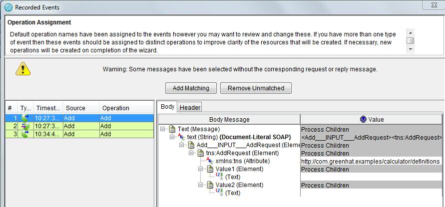 Create Operation warning message
