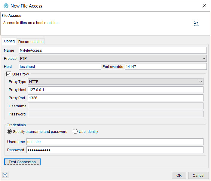 Image of the File Access configuration window.