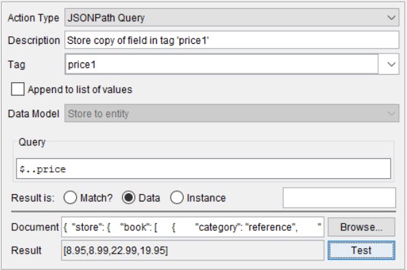 Image of the options for the Regular Expression action type.