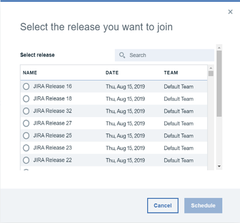 Join release modal window