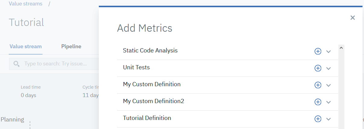 Adding charts to value streams