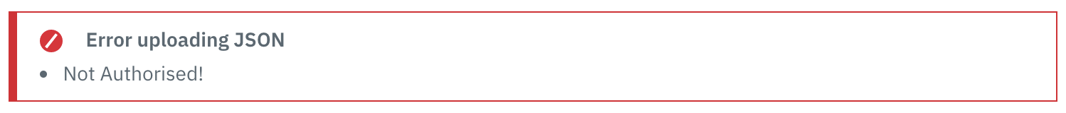 error uploading json not authorized