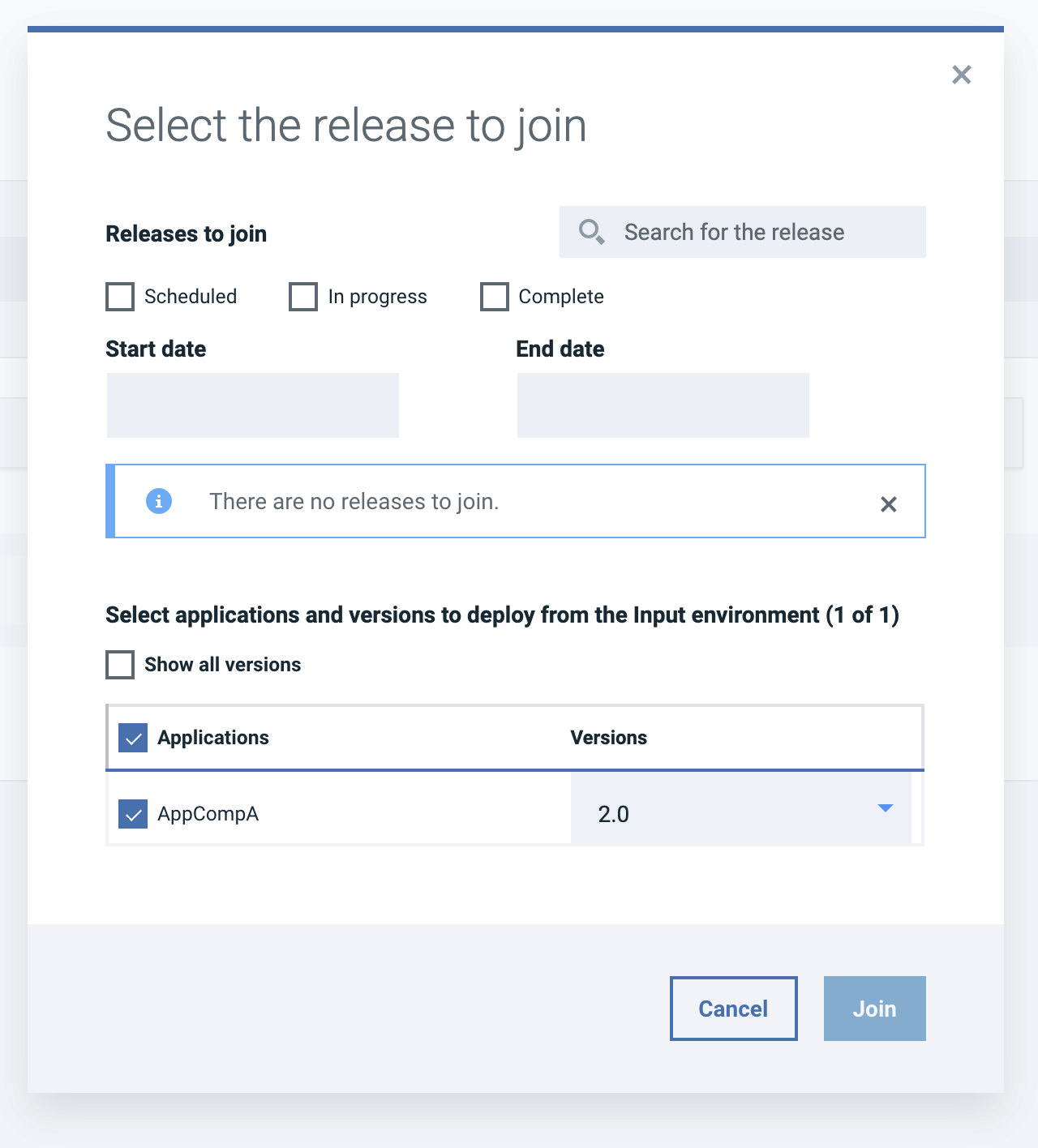 Join release modal window