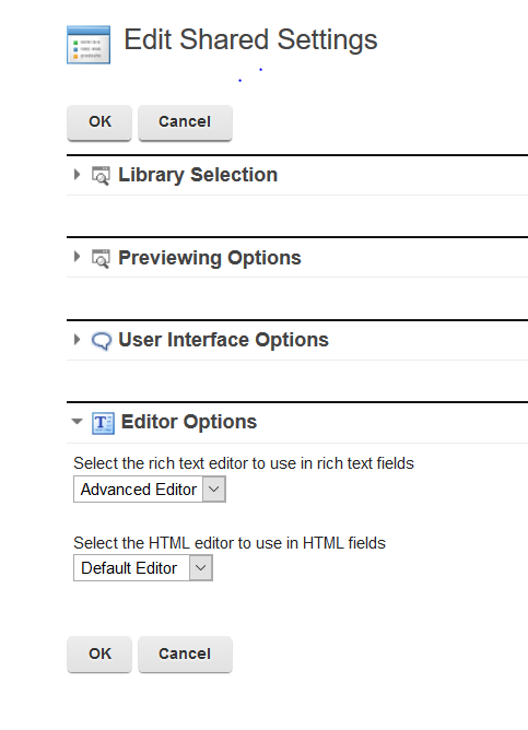 Select Advanced Editor in WCM Authoring portlet