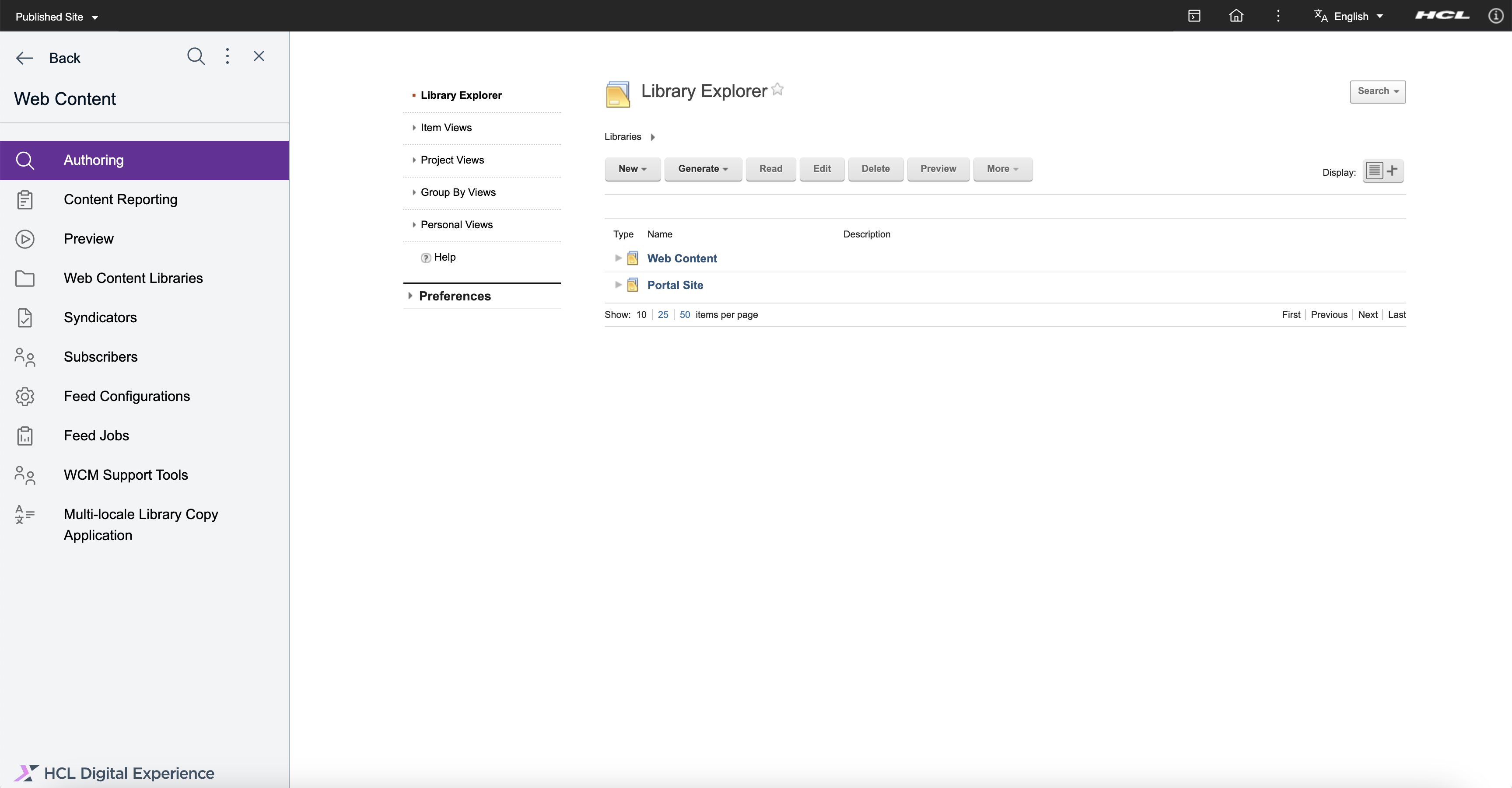 HCL WCM Authoring Portlet