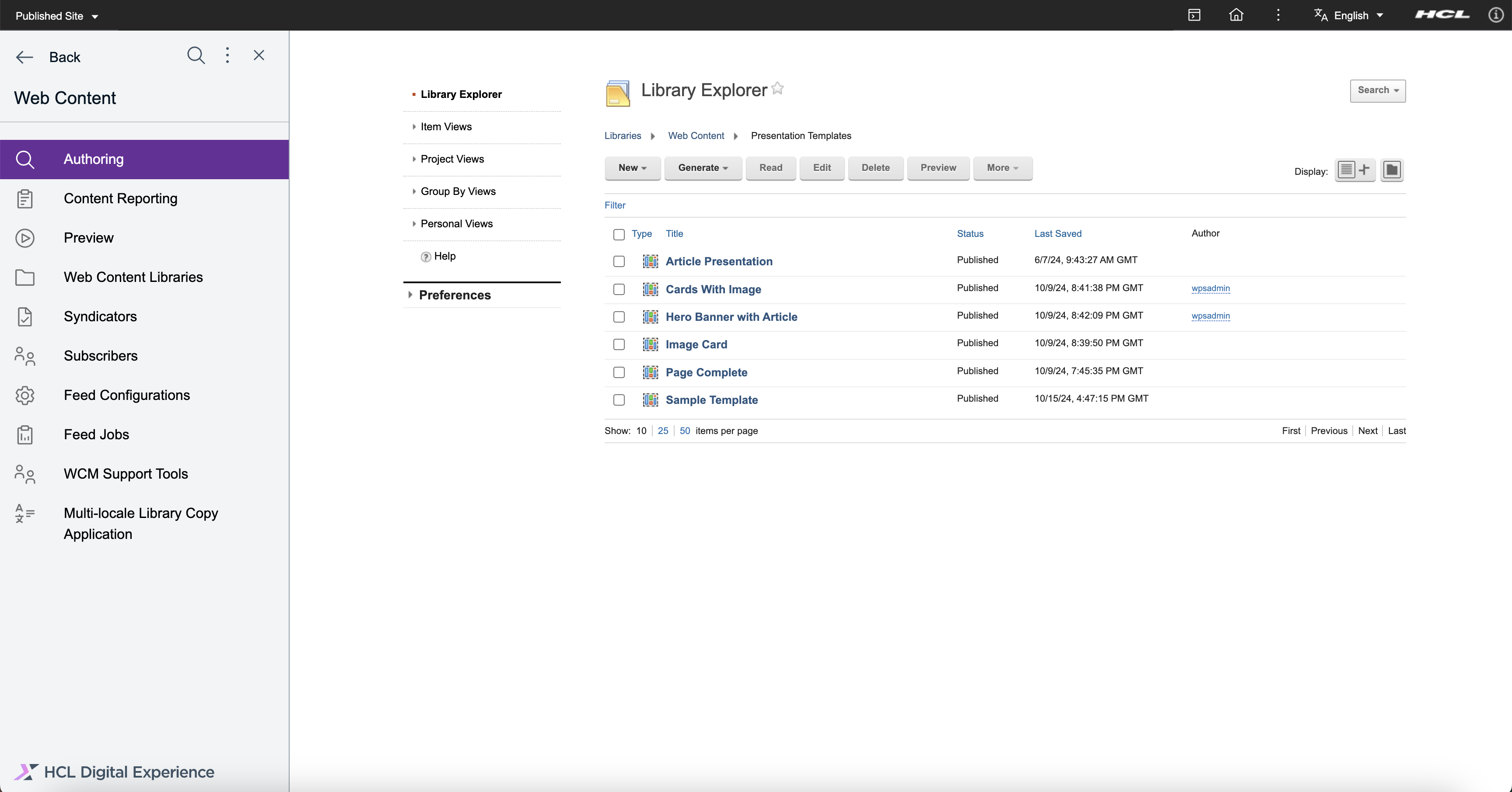 HCL WCM Authoring Presentation Templates