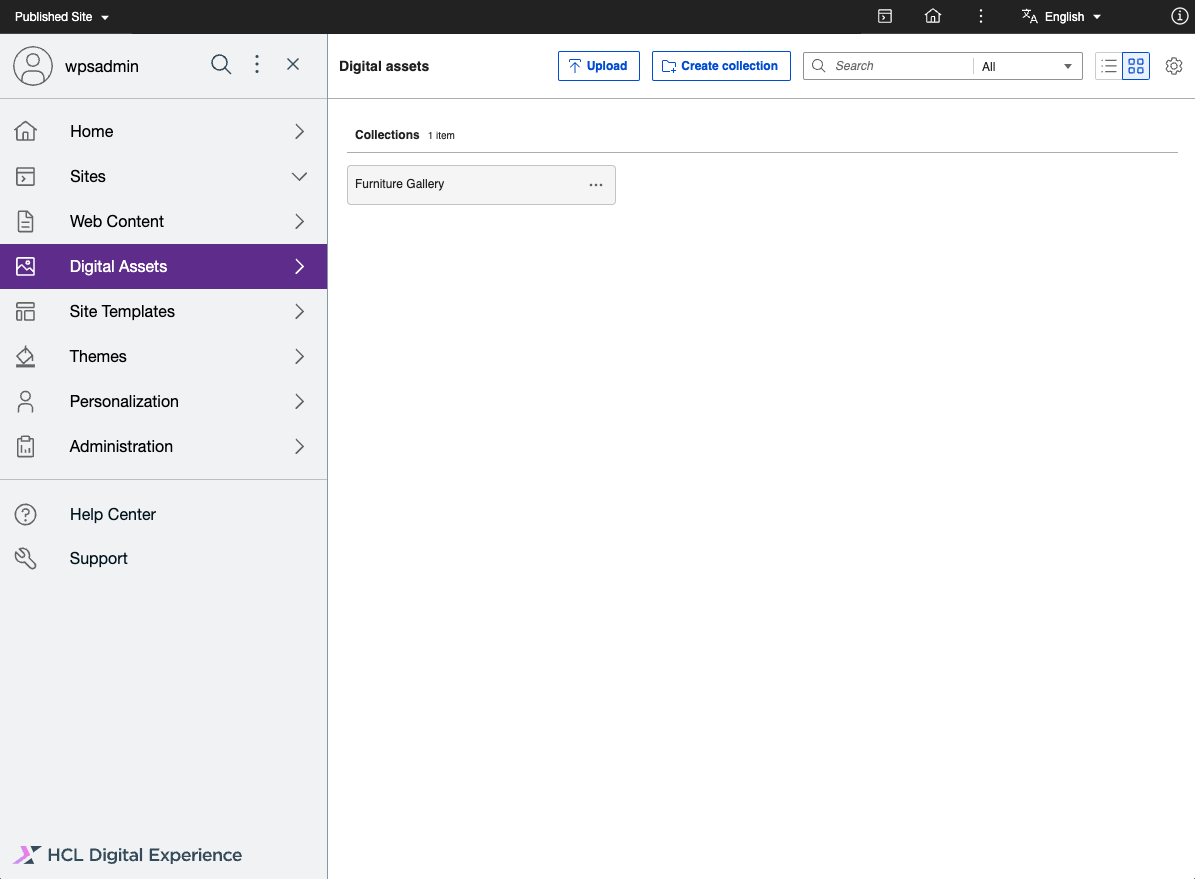 Digital Asset Management user interface