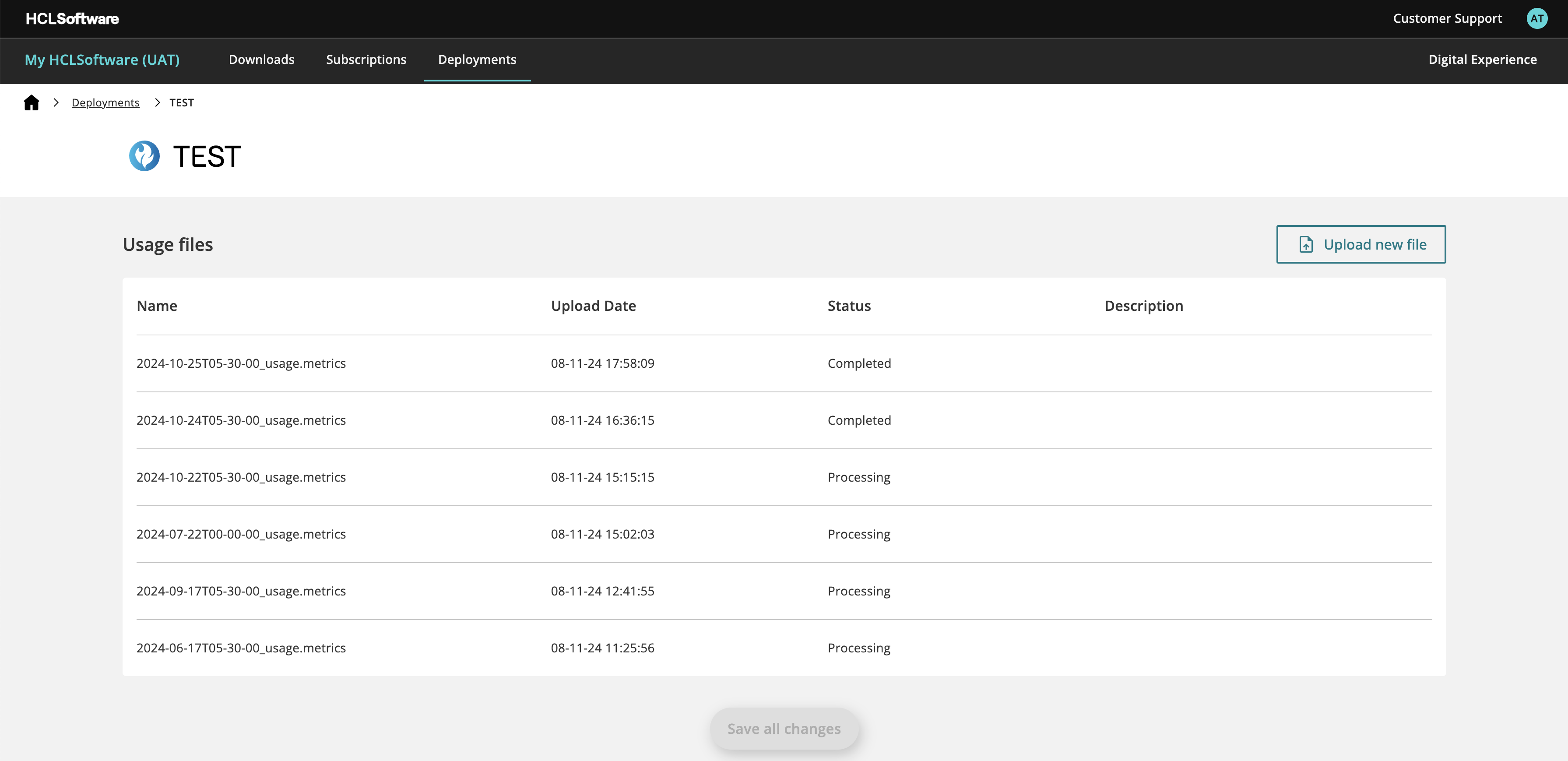 Uploading usage metric files to My HCLSoftware - HCL Digital Experience ...