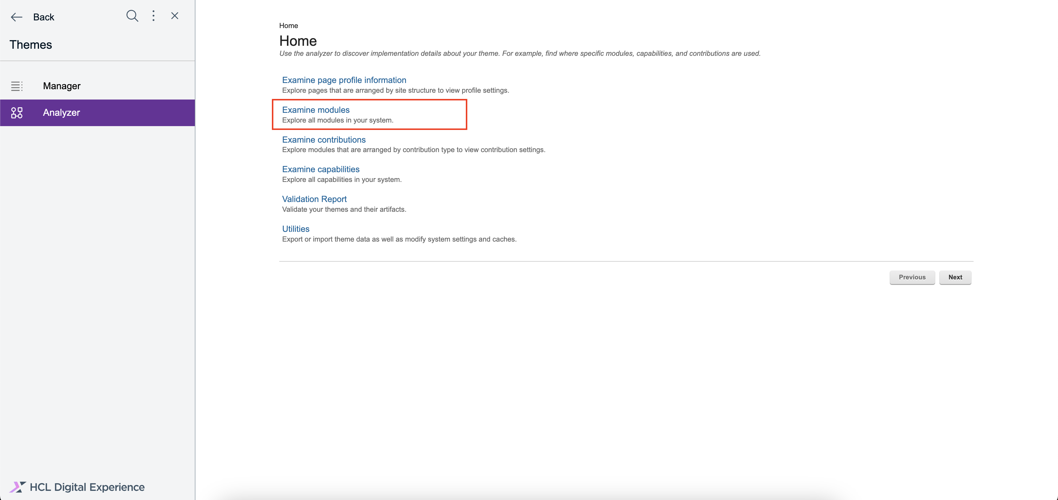 Go to Theme Analyzer view and click Examine modules