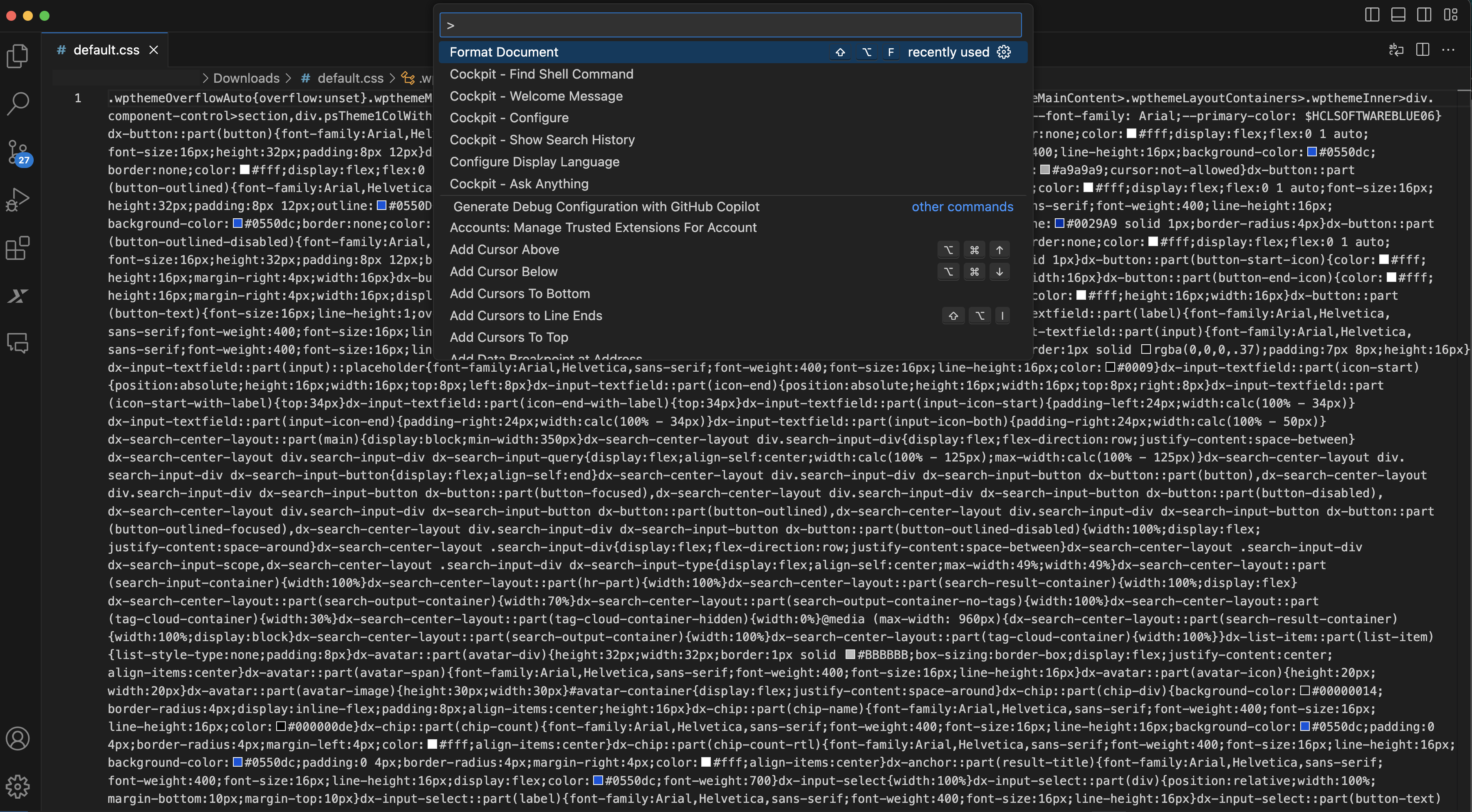 Open the default.css file you have downloaded in a code editor such as Visual Studio Code