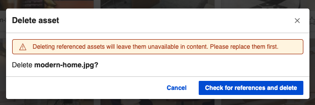 Check references and delete media asset