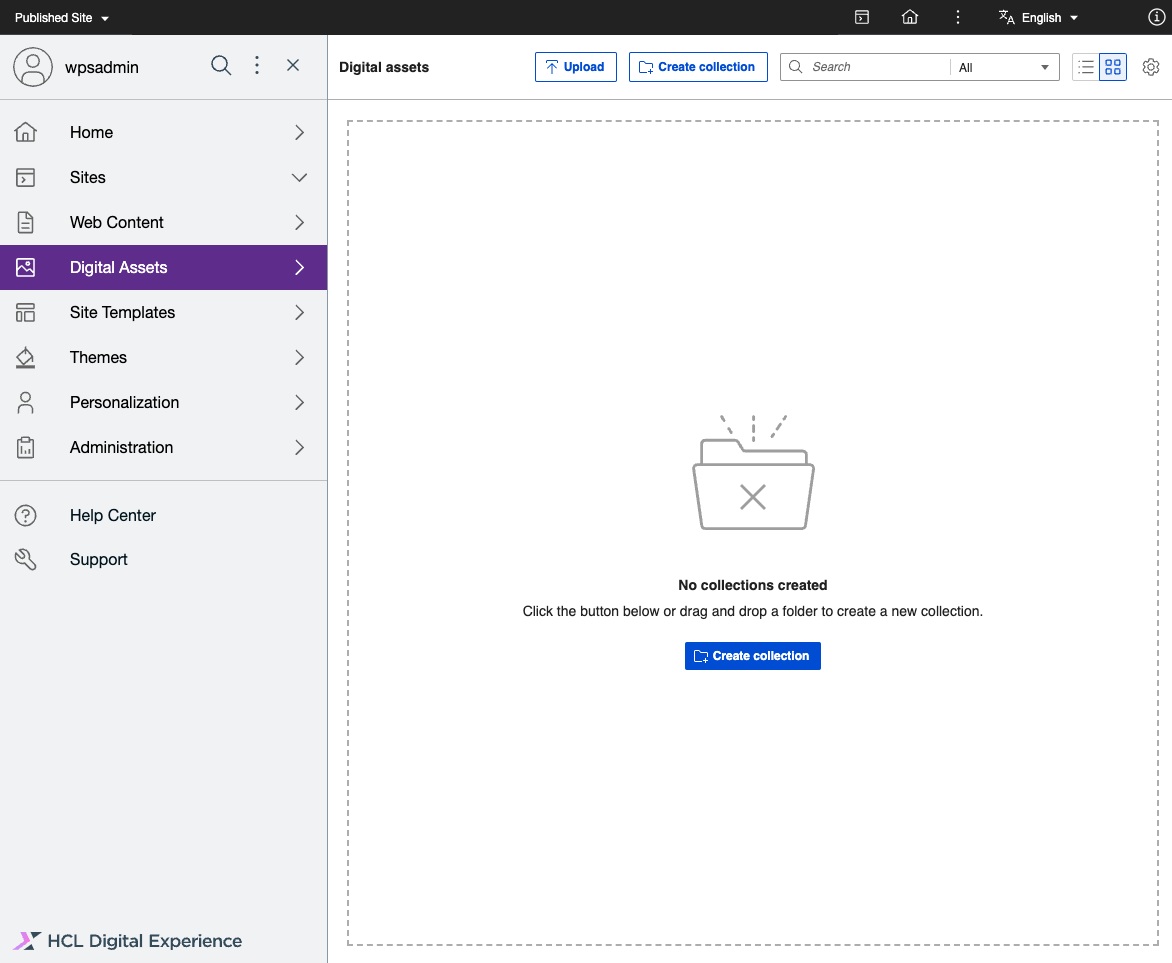 Digital Asset Management user interface