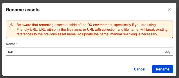 Rename a media asset