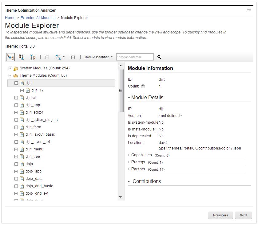 Examine modules - HCL Digital Experience Help Center