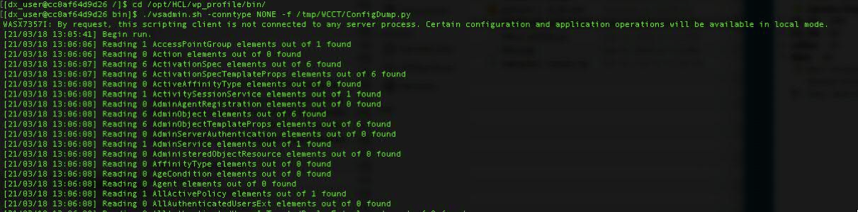 WCCT Config Dump on Unix