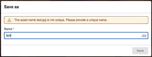 Notification to rename an asset