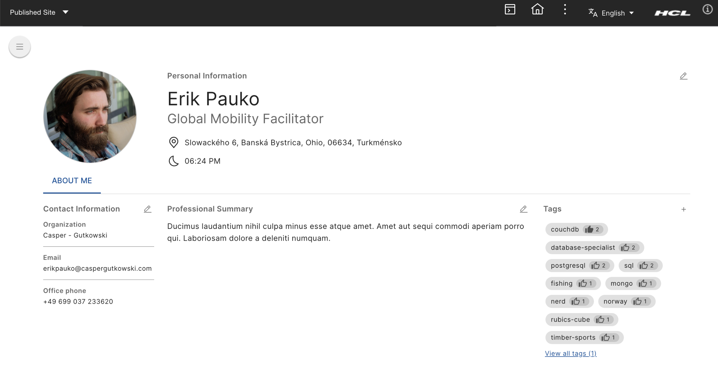 Profile Page - Example Profile