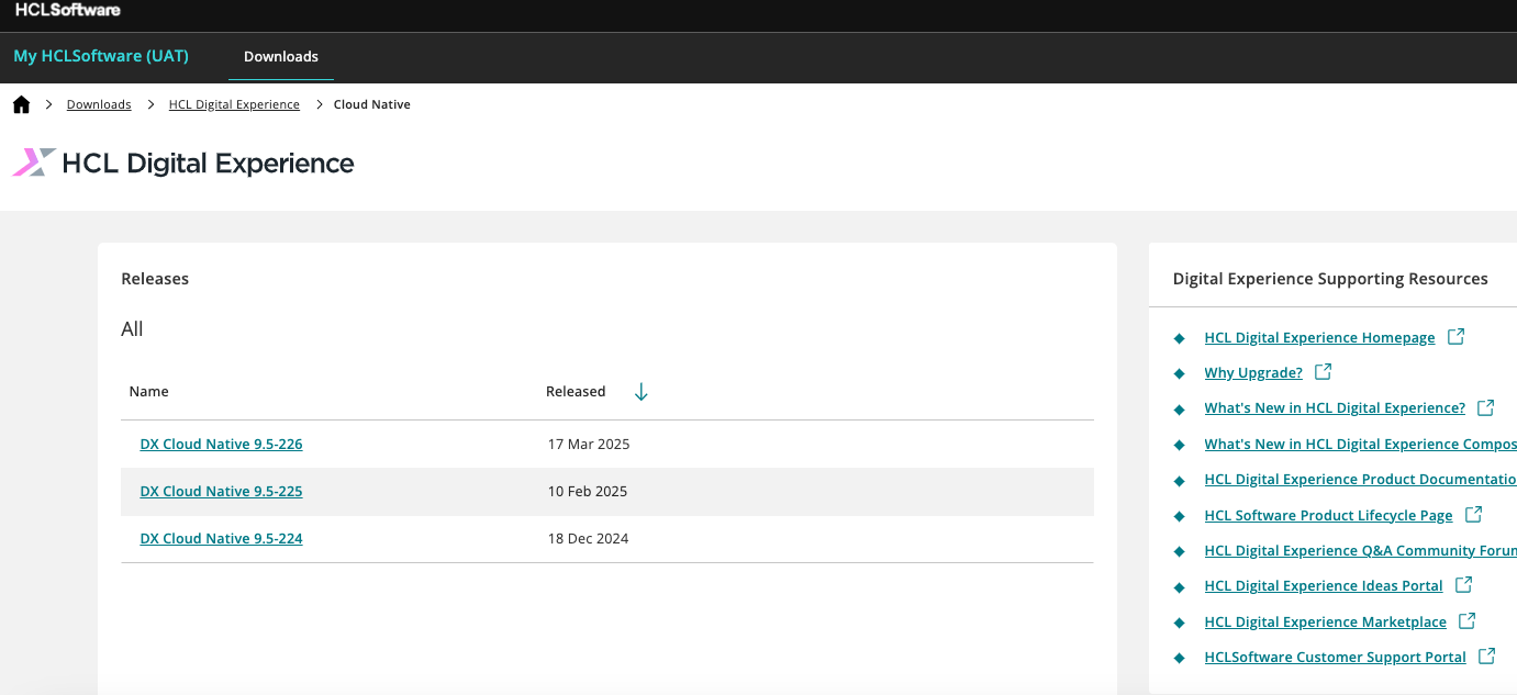 HCL DX latest versions