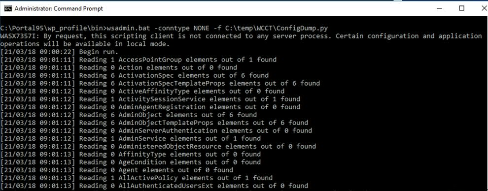 WCCT Config Dump on Windows
