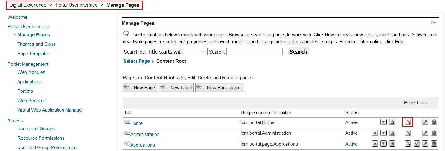 Export the Home page