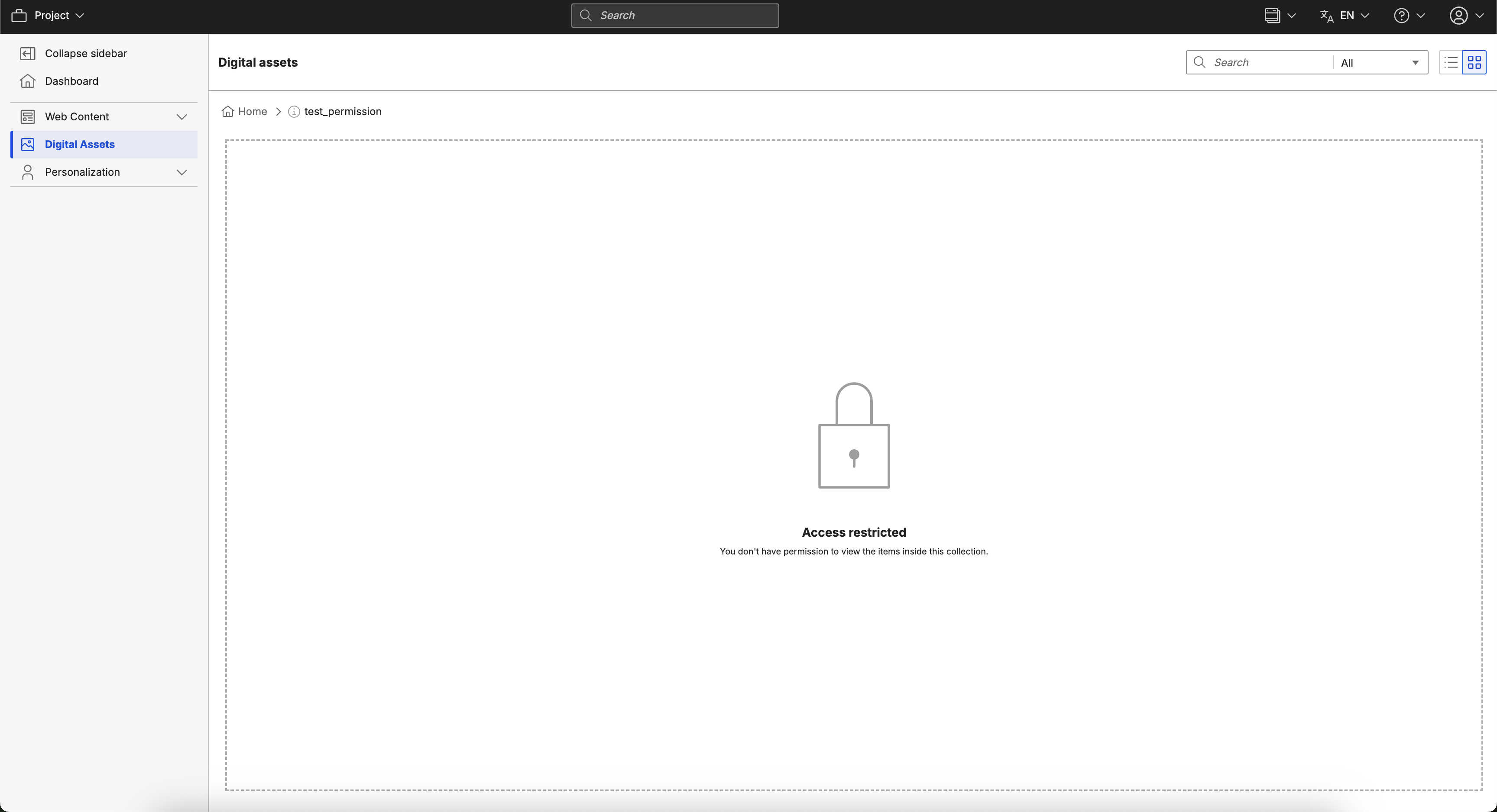 DAM Collection without permission with ACL traversal enabled