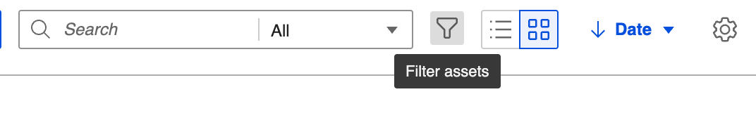 Filtering options in the Digital Asset Picker