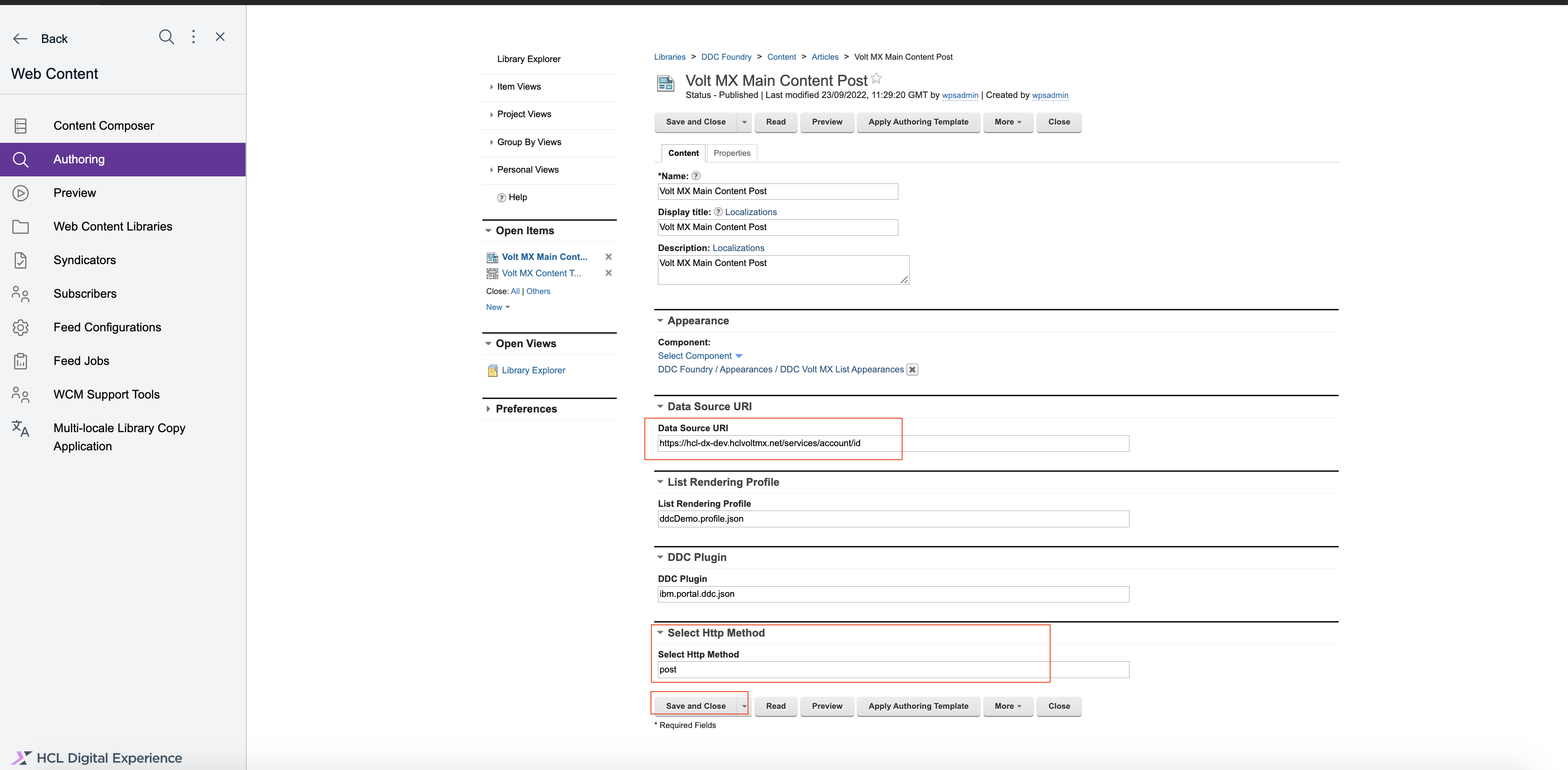 Input Main Content for Post.
