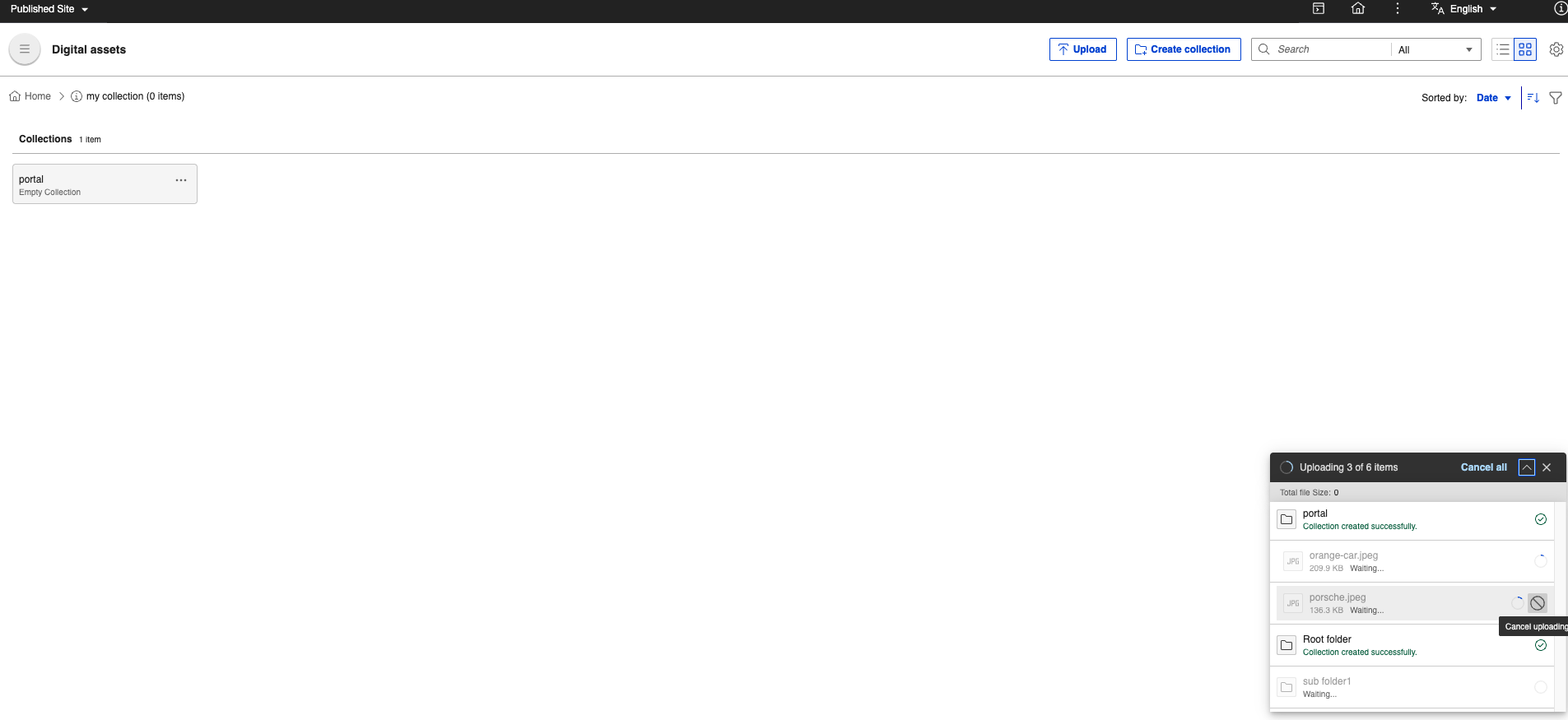 cancel uploading button
