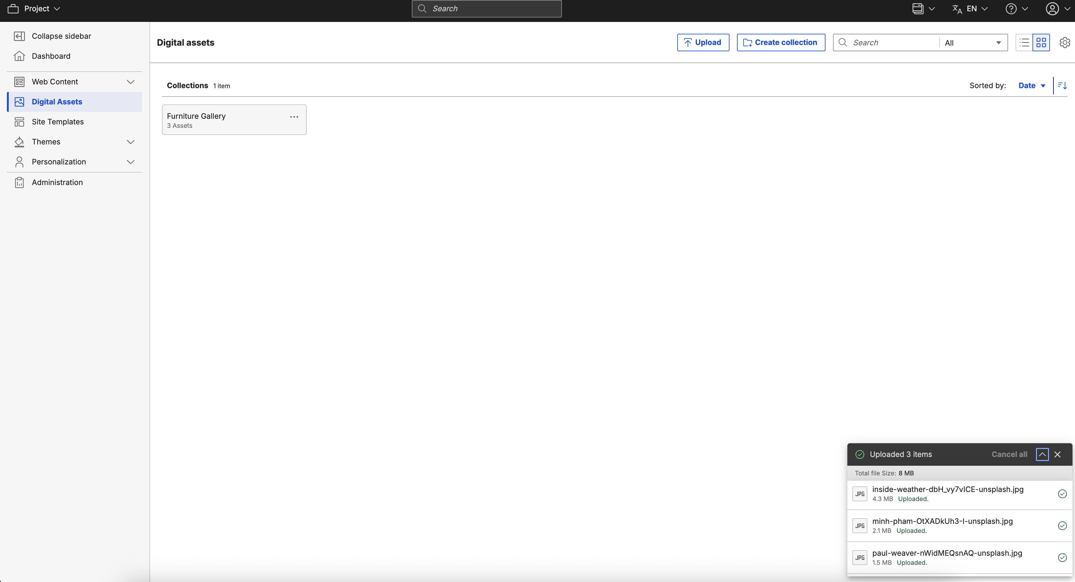 Upload completed with details viewed