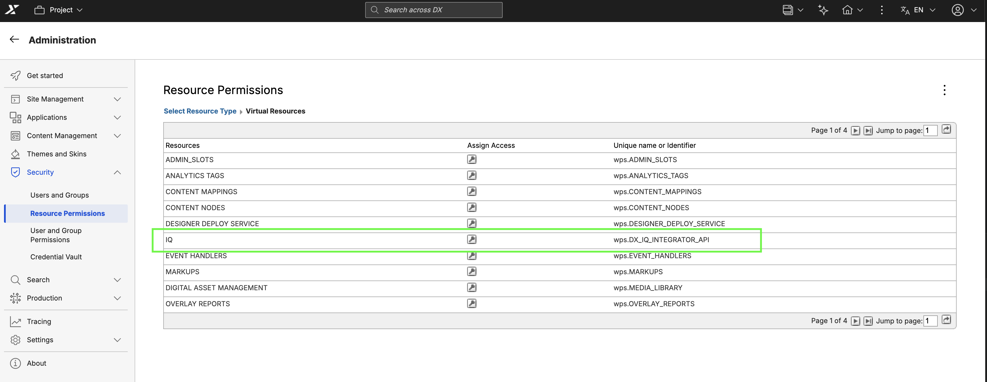 Resource Permissions - IQ Virtual Resource