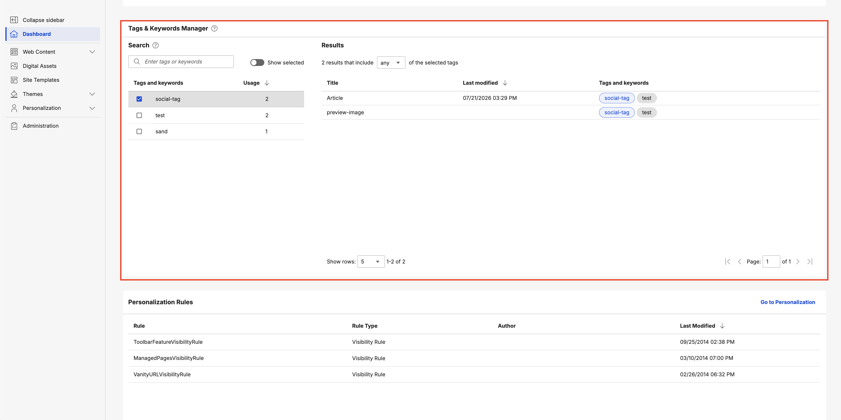 Tags & Keywords Manager