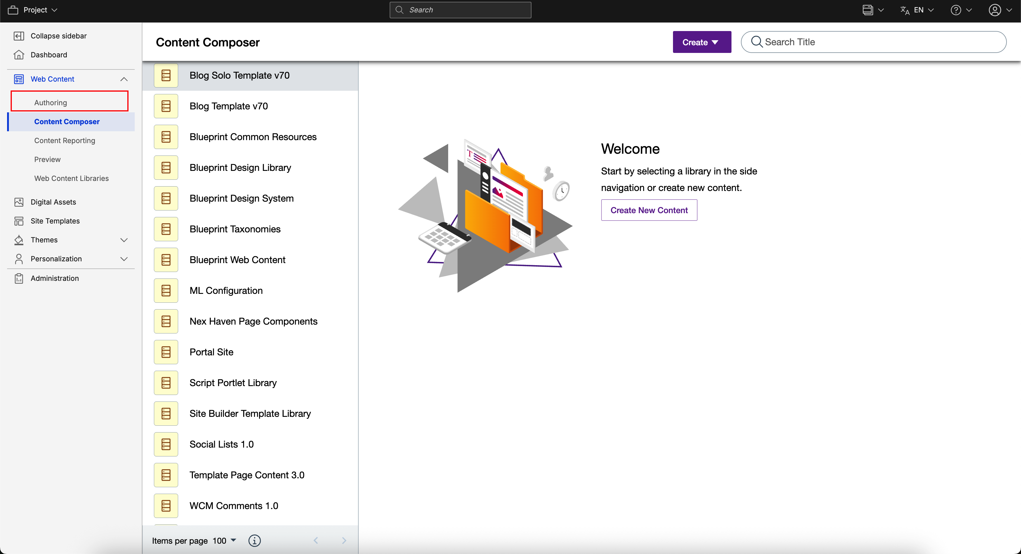 Open side navigation and select Authoring