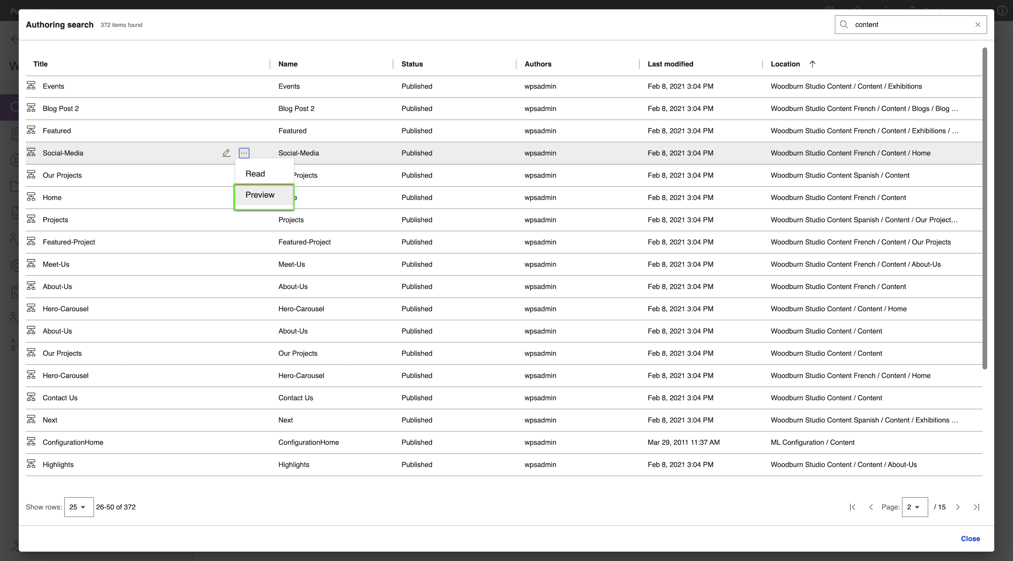 Click on Preview option to open the item in a new tab under Preview mode