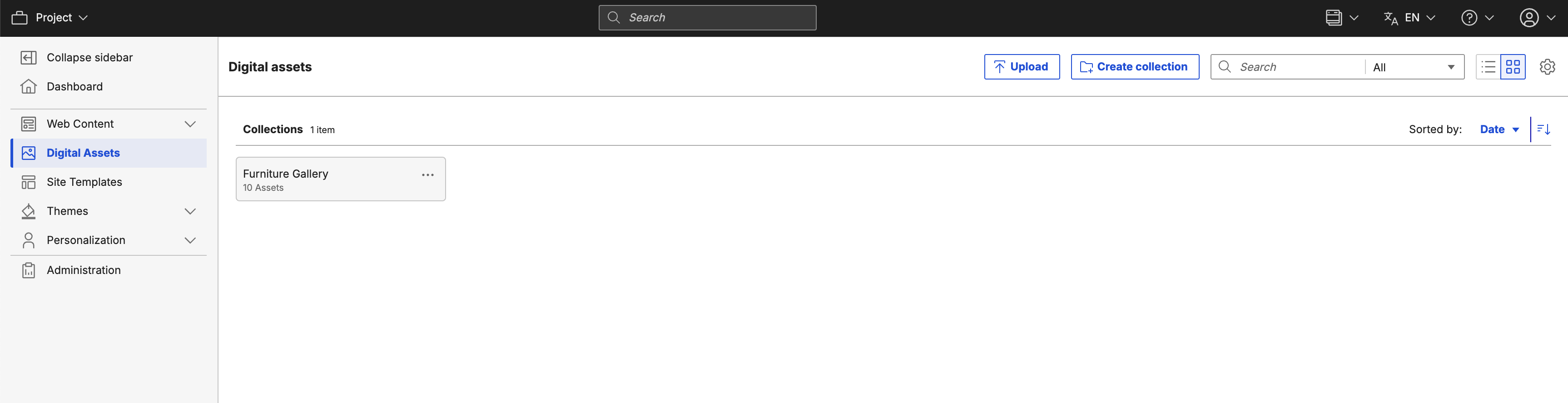Digital Asset Management user interface