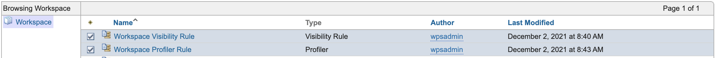 List of rules in the Personalization workspace