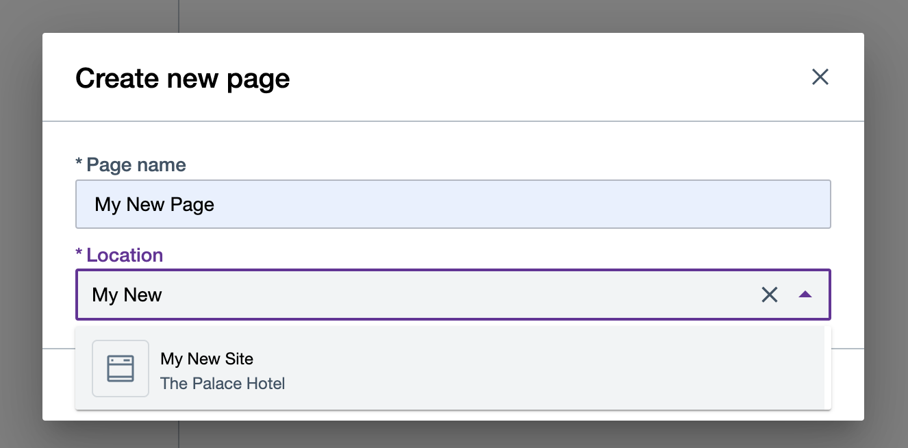 Name your new site page