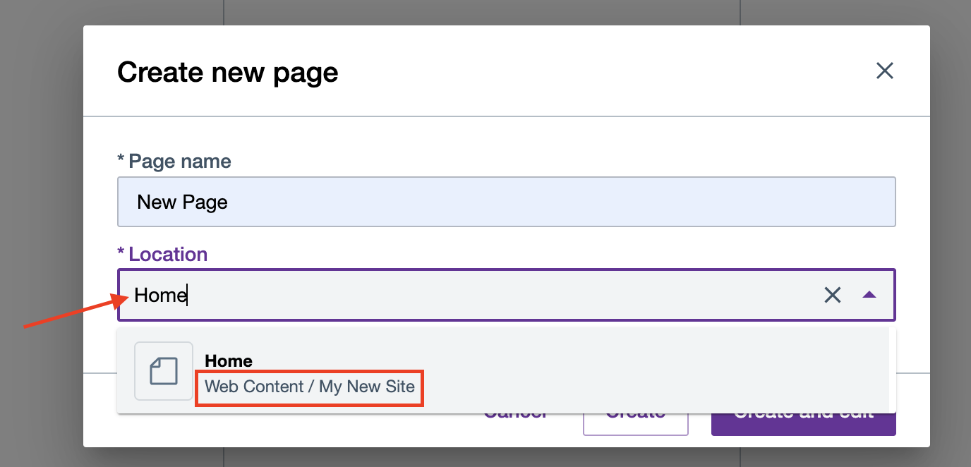 Enter new page location