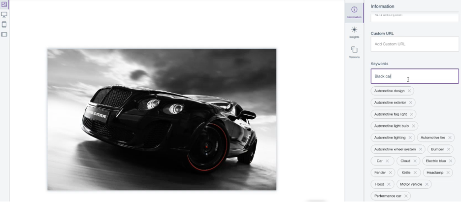 Edit or add to keywords defined to DAM assets